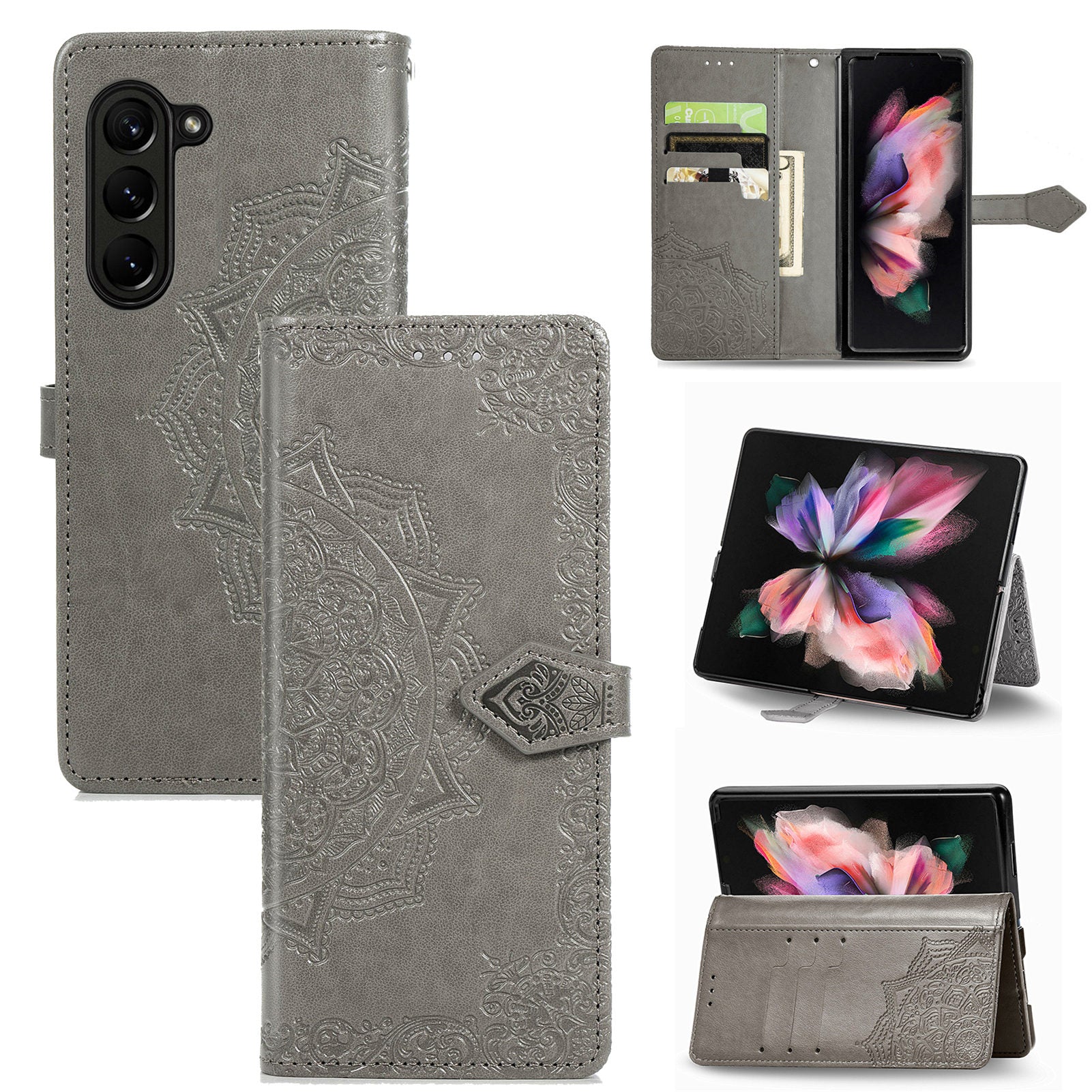 For Samsung Galaxy Z Fold5 5G Anti-Scratch Phone Cover Mandala Pattern Embossed PU Leather Wallet Case For Samsung Galaxy Z Fold5 5G Anti-Scratch Phone Cover Mandala Pattern Embossed PU Leather Wallet Case